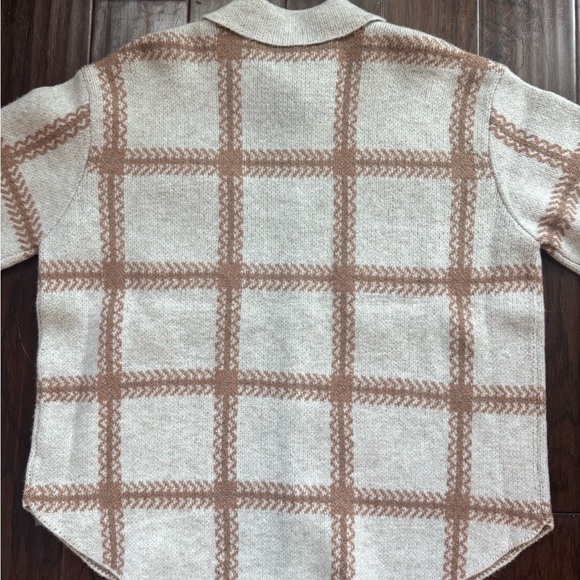 NWT Z Supply Tyler Plaid Button-Up Sweater Jacket - Cream and Brown - Picture 6 of 10